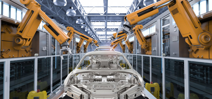 Roboter in Automobilproduktionsstätte (Image: PhonlamaiPhoto/istock.com)